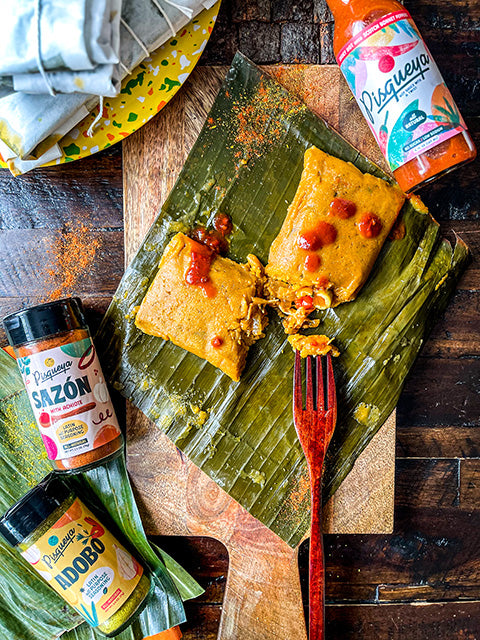 Pasteles de Hoja with Stewed Chicken filling – Pisqueya