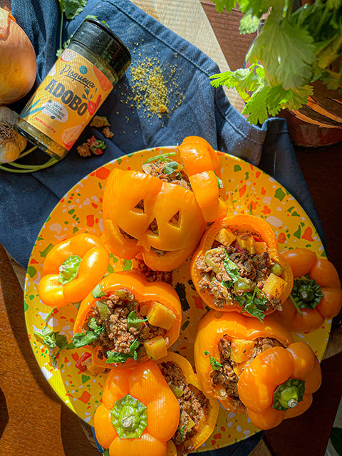 Picadillo Jack-O-Lantern Stuffed Peppers – Pisqueya