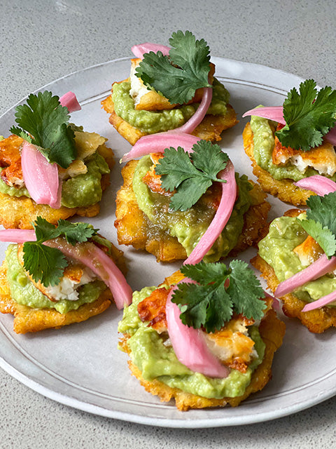 TOSTONES WITH FRIED CHEESE &amp; GUACAMOLE