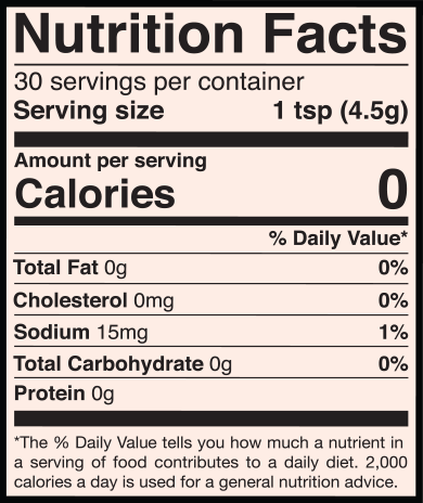 Nutrition Facts of Smoky Hot Sauce